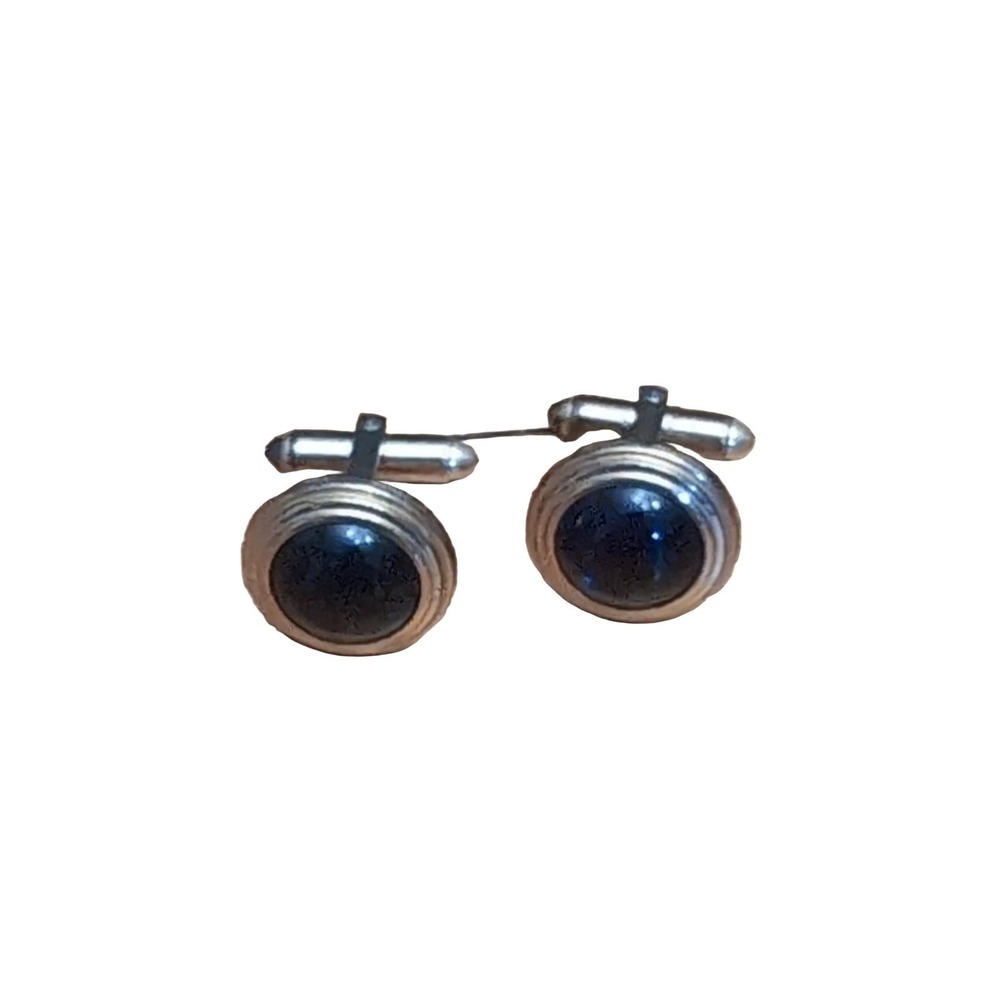 Krementz Cufflinks 434 Gold Black Enamel Signed Vintage Men's